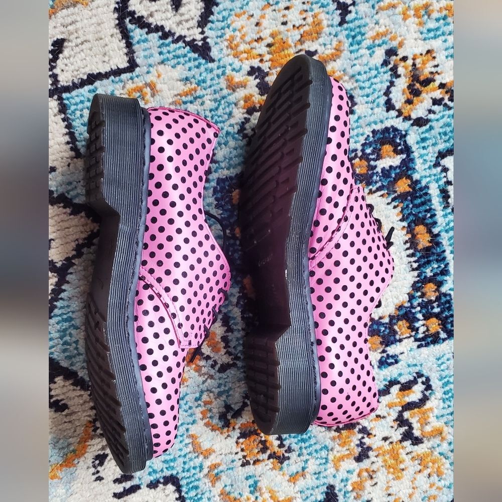 Dr Martens 1461 Pink With Flocked Black Polka Dots Originals Size US L 10 - Picture 4 of 12